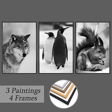 Modern Wall Painting Set 3D model image 1 