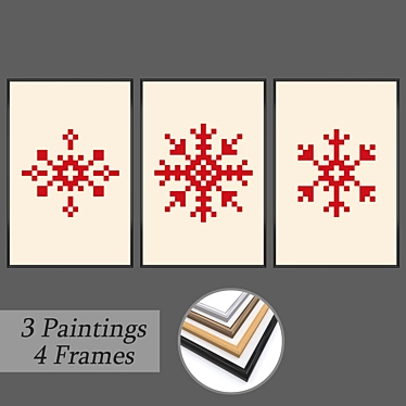 Modern Wall Art Set with Multiple Frame Options 3D model image 1 