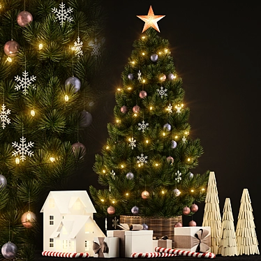 Festive 135-Plant Christmas Tree 3D model image 1 