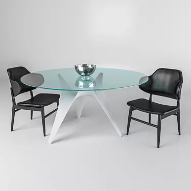 Modern Arc Table and Chair Set 3D model image 1 