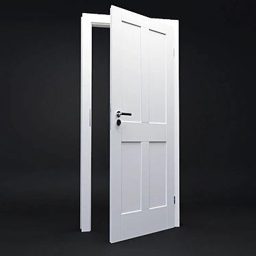 Elegant White Lacquered Doors 3D model image 1 