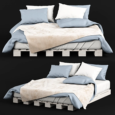 Sleek Pallet Bed: 170x220 cm 3D model image 1 