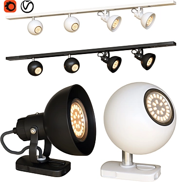 Versatile Track Lamp - Black & White 3D model image 1 