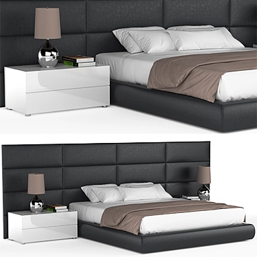 Poliform Contemporary Bed with Textures 3D model image 1 