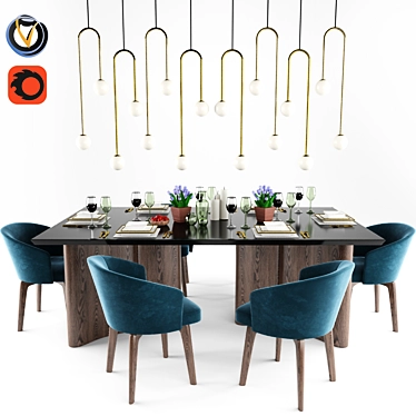Elegant Minotti Amelie Dining Set 3D model image 1 