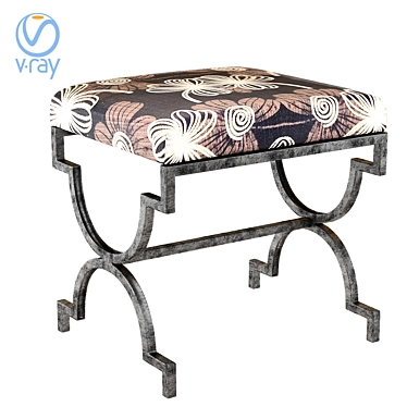 Metal-Infused Cream Textile Bench 3D model image 1 