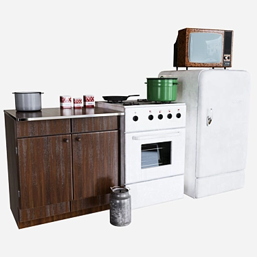 Vintage Soviet Kitchen Collection 3D model image 1 