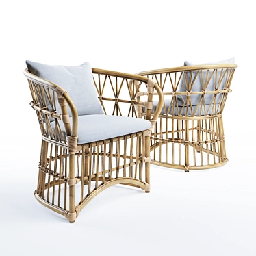 Elegant San Francisco Rattan Chair 3D model image 1 