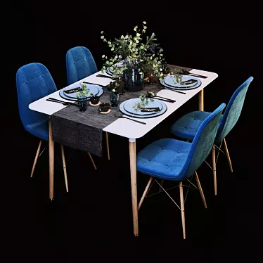Elegant Dining Set with Accessories 3D model image 1 