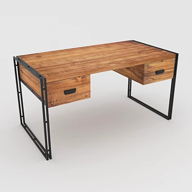Urban Wood Metal Table: Loft Designe 10776 3D model image 1 