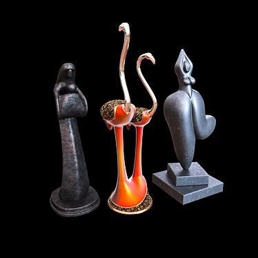 Elegant Decorative Figurines Set 3D model image 1 