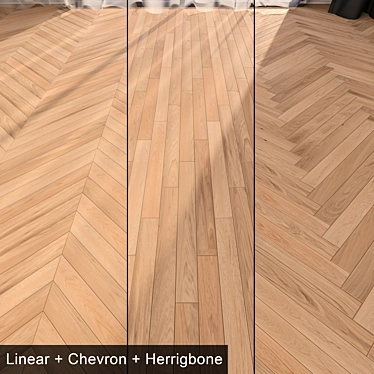 Elegant Biancospino Parquet: Linear, Chevron & Herringbone 3D model image 1 