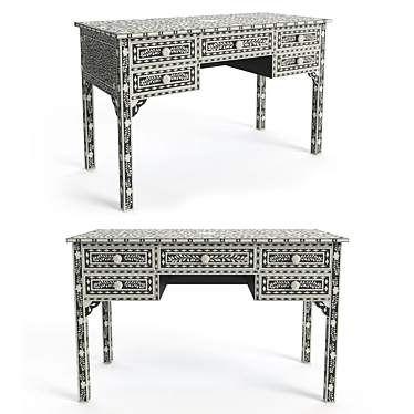 Elegant Black Bone Console Table 3D model image 1 