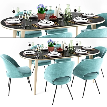 Elegant Lexmod Dining Chair Set 3D model image 1 