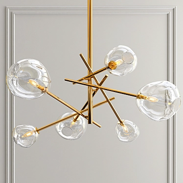 Elegant Molten Chandelier: Natural Brass 3D model image 1 