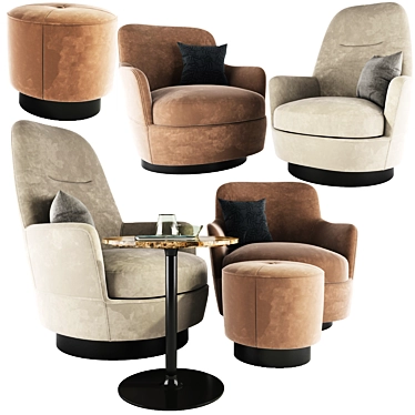 Modern Minotti Armchair Set - Elegant Design & Complete Accessories 3D model image 1 