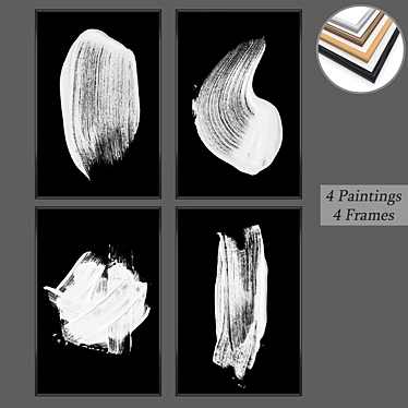 Artistic Wall Set: No 590 Paintings 3D model image 1 