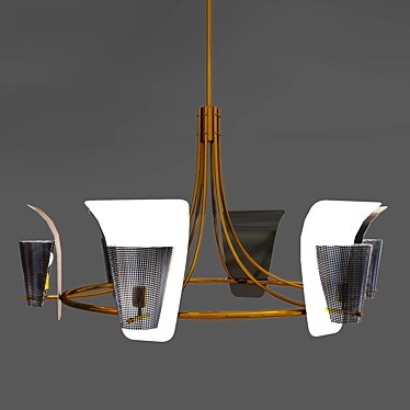 Title: Rare Arredoluce Chandelier: Stunning Large Design 3D model image 1 