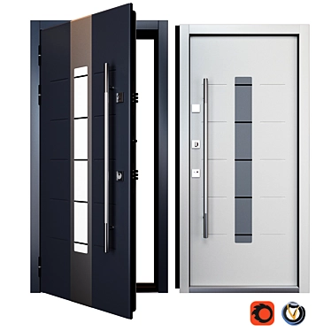 Stylish Inox Steel Entrance Door 3D model image 1 