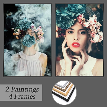 Modern Wall Art Set with Multiple Frames 3D model image 1 