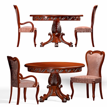 Rampoldi Creations Dining Table and Chairs Set 3D model image 1 