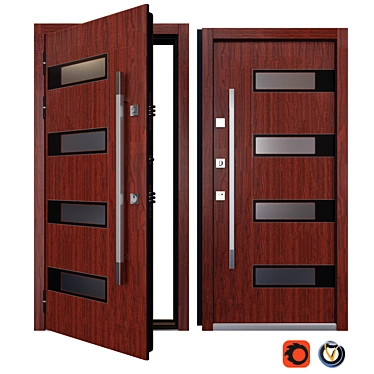 Sleek Inox S-12 Entrance Door 3D model image 1 