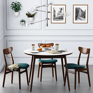 Elegant Cafe Dining Set - West Elm 3D model image 1 