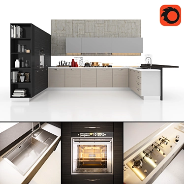 Italian Kitchen: High Detail, Customizable 3D model image 1 