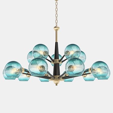 Elegant Blue Glass Thalia Chandelier 3D model image 1 