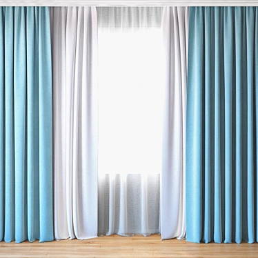 Title: Elegant Drapery Set | Tulle Curtains 3D model image 1 