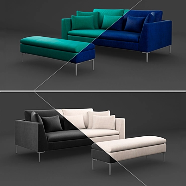 Modern Linen Sofa with Metal Legs 3D model image 1 