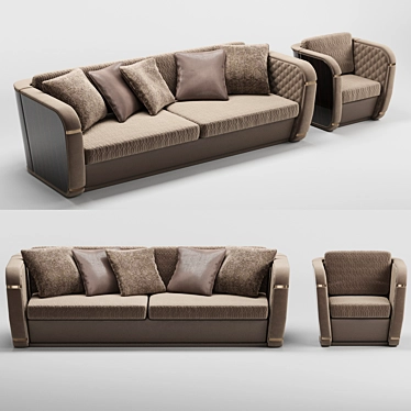 Contemporary Ebony Makassar Shell Sofa & Armchair: Francesco Molon Bond Collection 3D model image 1 