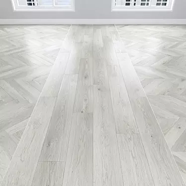 White Oak Parquet: Herringbone, Linear, Chevron 3D model image 1 