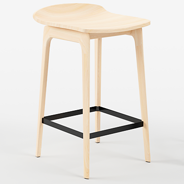 Modern Wooden Bar Stool 3D model image 1 