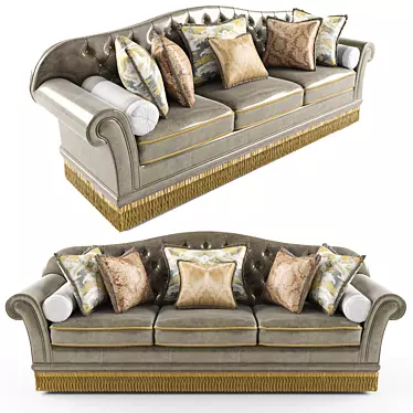 Elegant Quilted Sofa Set 3D model image 1 