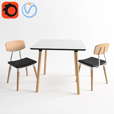 Elegant Copine Table Set 3D model image 1 