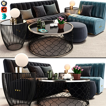 Sophia Sofa and Armchair Set: Elegant and Comfortable 3D model image 1 