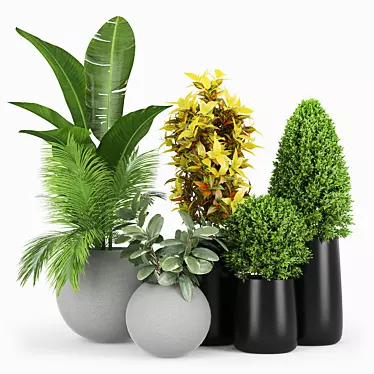 Modern Fiberstone Planters - Set of 4 3D model image 1 