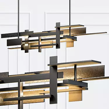 Sleek Modern Linear Chandeliers 3D model image 1 