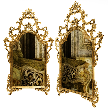 Roberto Giovannini Gold Carved Giltwood Mirror 3D model image 1 