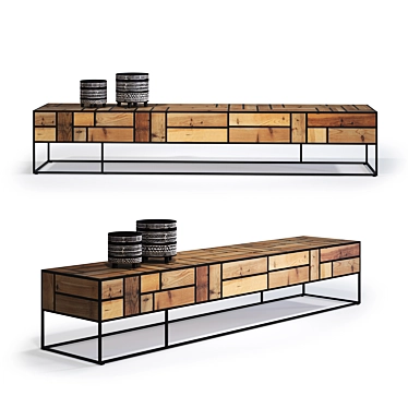 TV Stand with Two Planters 3D model image 1 