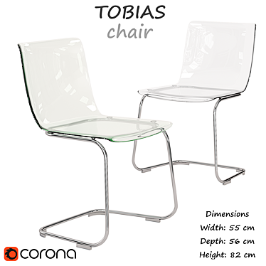 Tobias Clear Chrome Plated Chair 3D model image 1 