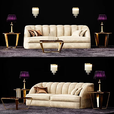 Luxury Charlotte Sofa: Glamour Art-Deco Design 3D model image 1 