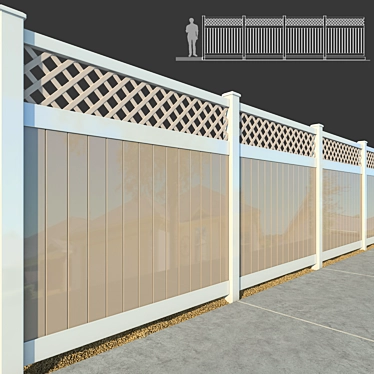 Rustic Wooden Fence Partition 3D model image 1 