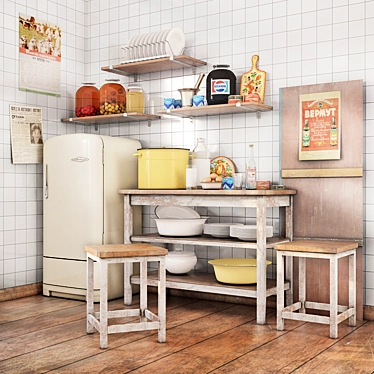 Vintage Soviet Kitchen Decor 3D model image 1 