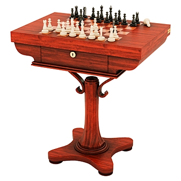 Antique Rosewood Chess & Card Table 3D model image 1 