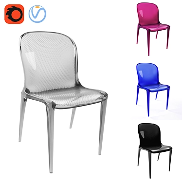 Modern Molded Plastic Chair - Violet 3D model image 1 