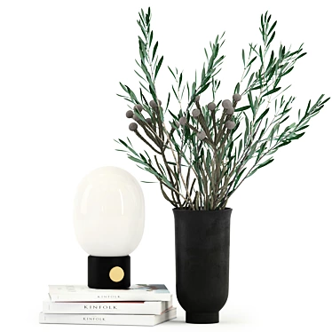 JWDA Table Lamp with Realistic Plants 3D model image 1 