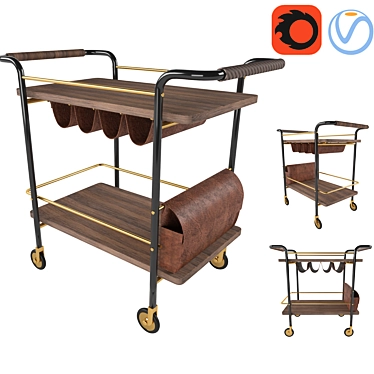 Sleek Valet Bar Cart | Stylish and Efficient 3D model image 1 