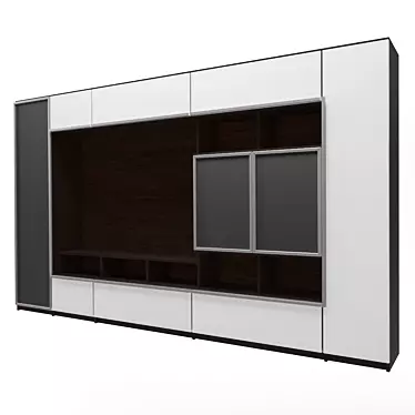 Minimalistic Glass Cabinet for 65-inch Plasma 3D model image 1 